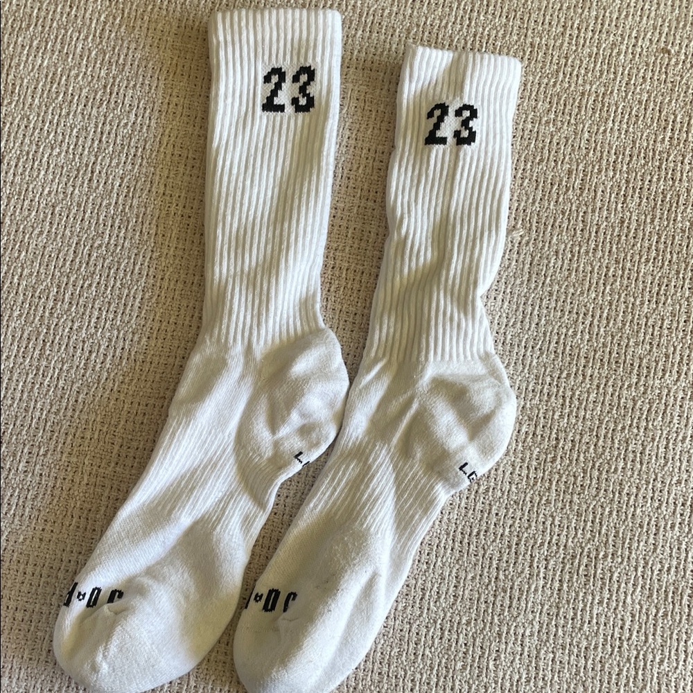 Jordan White Athletic Socks with Black 23 Design